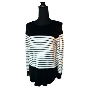 Staccato Striped Black and White Sweater Size Small